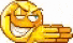 a pixel art smiley face is holding a brick in his hand .