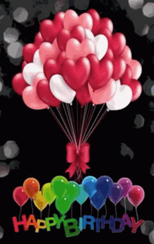 Happy Birthday Heart Balloons GIF - Happy Birthday Heart Balloons Rainbow GIFs