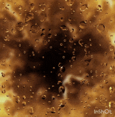 a close up of bubbles in a liquid with the word inshot in the corner
