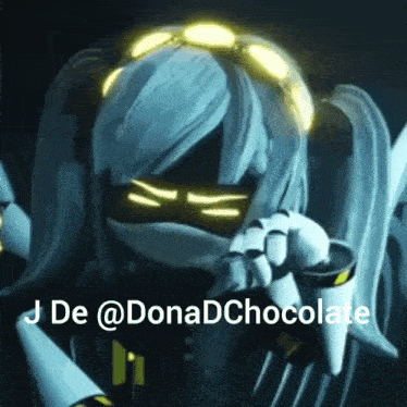 a picture of a robot girl with the name donat chocolate on it