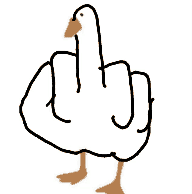 a drawing of a duck giving the middle finger with the words " duck you " below it