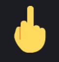 a yellow hand with the middle finger up on a black background