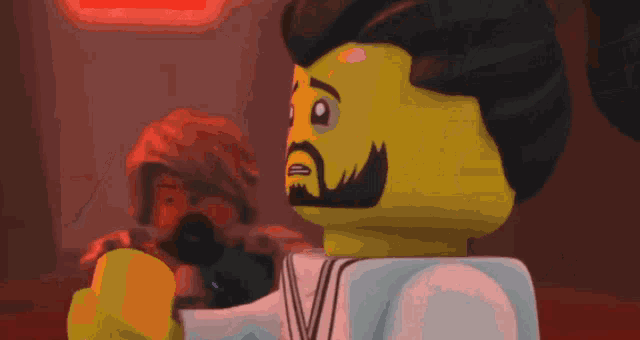 a close up of a cartoon character 's face with glowing eyes and mouth