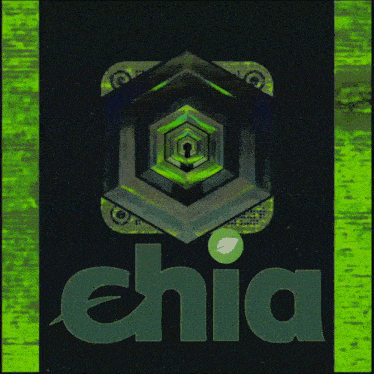 a green and black logo with the word chia on it