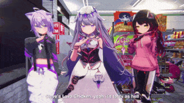 steve 's lava chicken yeah it 's tasty as hell says one of the anime girls