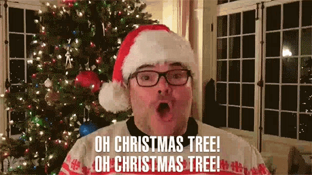 Oh Christmas Tree Jack Black GIF - Oh Christmas Tree Jack Black Rockefeller Christmas GIFs