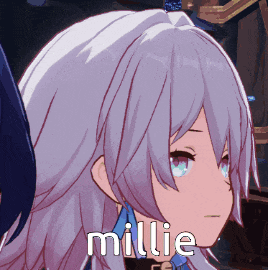 a close up of a girl 's face with the words millie written on it