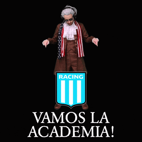 a blue and white racing emblem with three white stripes