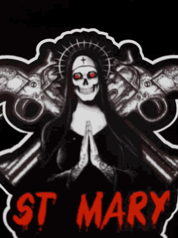 a sticker with a skeleton and the word st mary on it