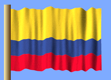 a yellow blue and red flag with a blue background