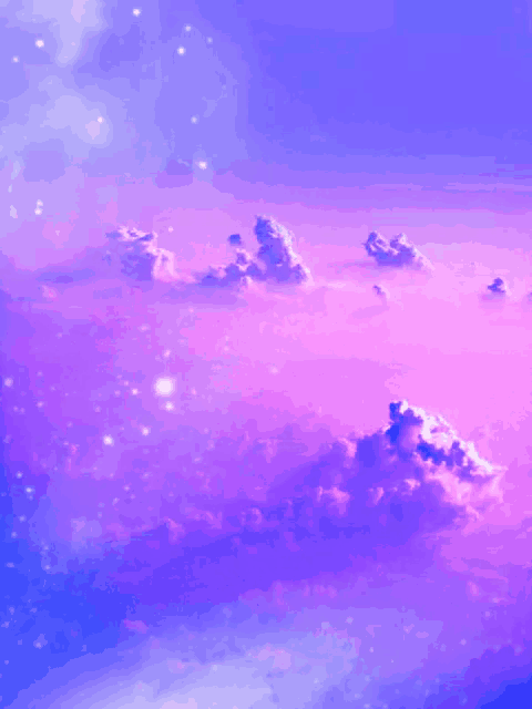 a purple and blue sky with clouds and stars in it