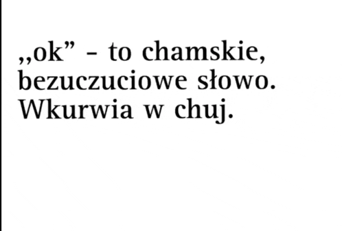 a black and white text that says " ok " on it