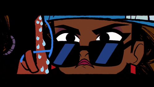 a close up of a cartoon character 's eyes with red veins