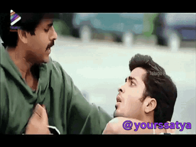 two men are talking to each other in a video that says yourssathya