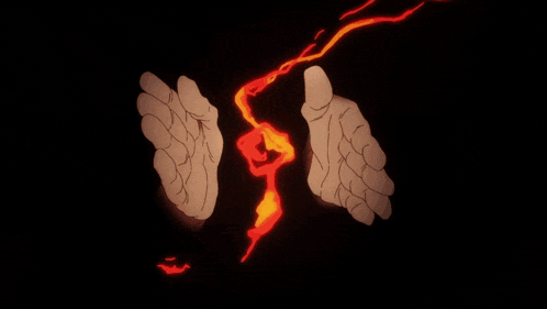 a drawing of a hand holding a fireball