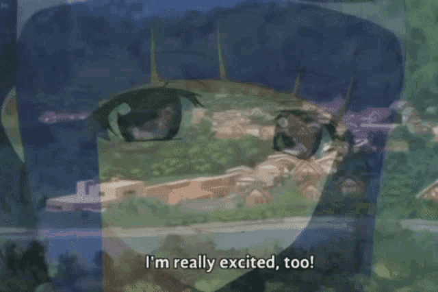 a statue with the words i 'm really excited too