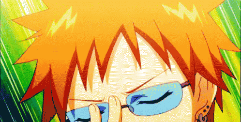 a cartoon character with orange hair and blue glasses is covering his eyes