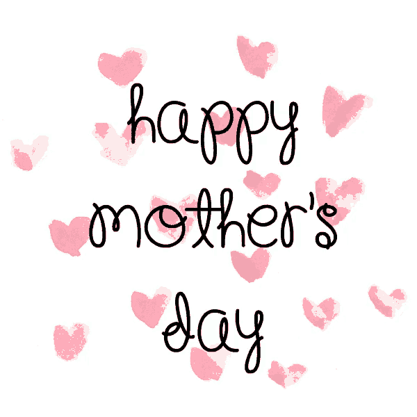 a happy mother 's day greeting card with pink hearts