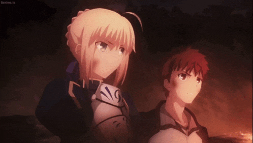 a couple of anime characters standing next to each other with the letters ao on their chests