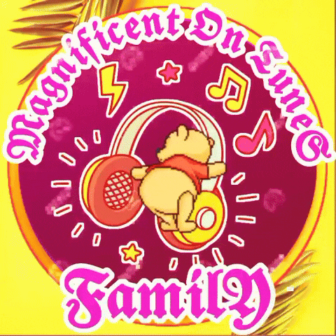 a sticker with winnie the pooh and the words magnificent on music