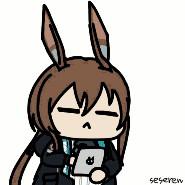 a cartoon drawing of a girl with bunny ears and the name seseren