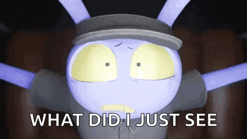 a cartoon character with a hat on says what did i just see .