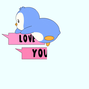 a penguin with speech bubbles that says love you so much