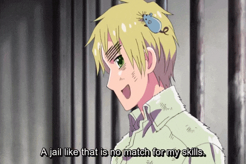 a cartoon character with a mouse on his head says " a jail like that is no match for my skills "