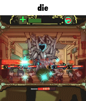 a screenshot of a video game with the word die at the bottom