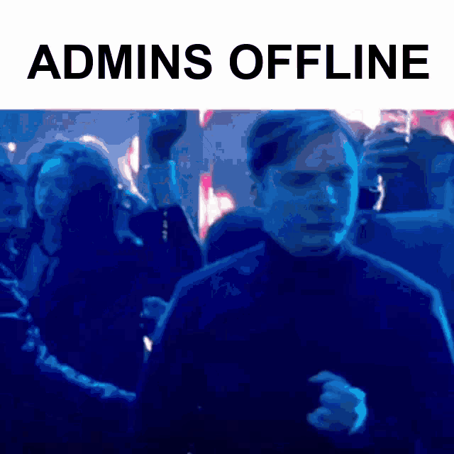 a man is dancing in a crowd with the words admins offline below him