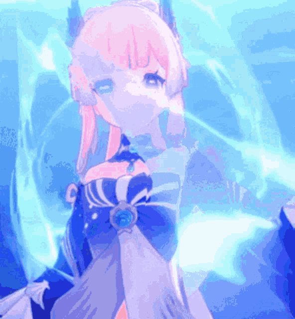 a pixelated image of a girl with pink hair