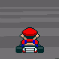 a pixel art of mario on a motorcycle