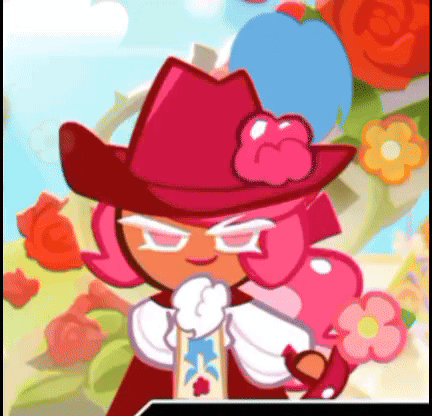 a cookie run character is wearing a cowboy hat and holding a sword .