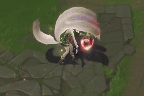 a video game character is holding a sword and a red circle in the background