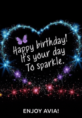 a birthday card that says happy birthday it 's your day to sparkle and enjoy avia