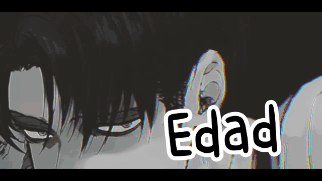 a black and white drawing of a man with the word edad written below him
