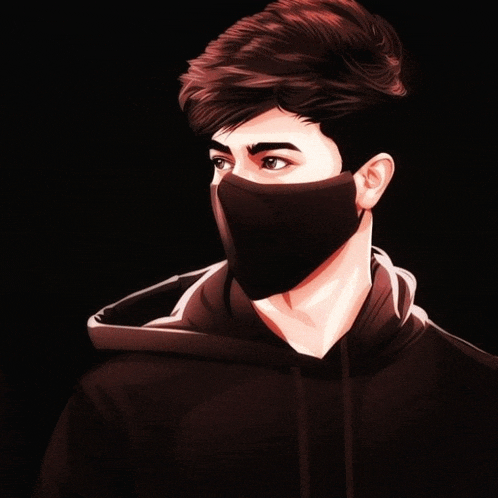 a young man wearing a black mask and a hoodie
