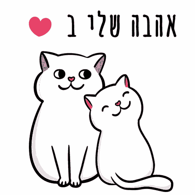 a cartoon drawing of two cats with a heart and the words " i love you "