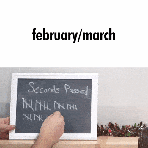 a person is writing on a chalkboard that says seconds passed