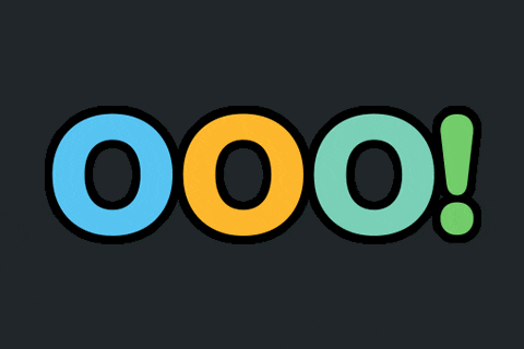 a black background with the word ooo in blue orange and green