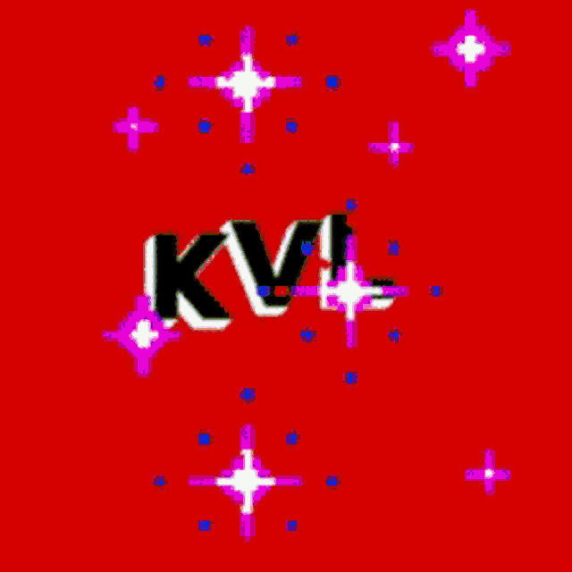 the word kvl is on a green background with red and white stars