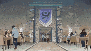 a group of people are standing in front of a building with a banner that says ' dc '