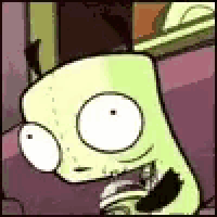 a cartoon character is sitting on a couch with his mouth open and his eyes closed .