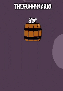 a cartoon drawing of a barrel with the words player and the funny mario on it