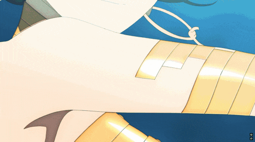 a drawing of a woman 's arm with a gold bracelet
