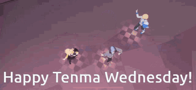 a video game character says happy tenma wednesday on the screen