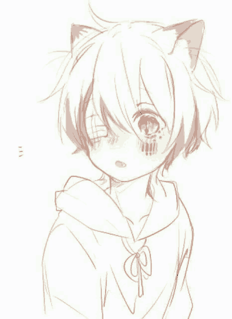 a drawing of a boy with cat ears on his head .