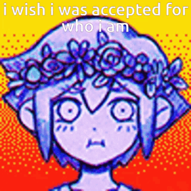 a picture of a girl with a flower crown on her head and the words i wish i was accepted