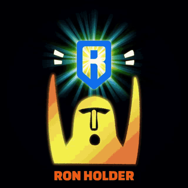 a logo for ron holder with a glowing shield