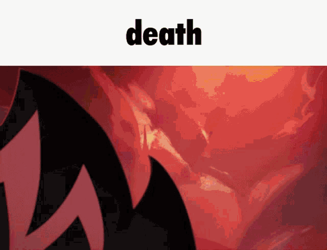 a red background with the word death on the top